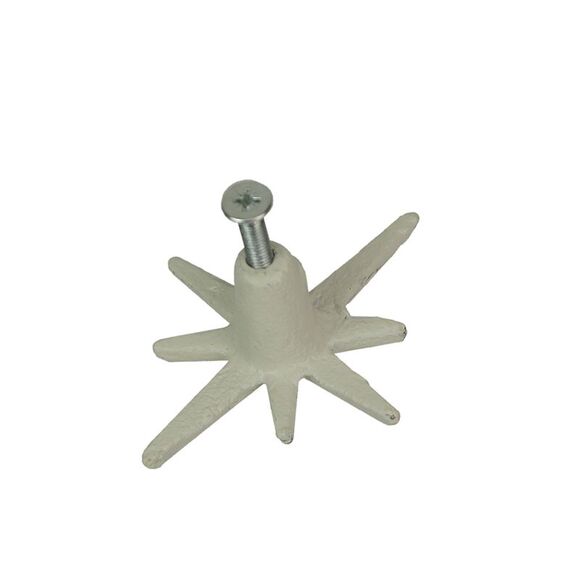 Set of 6 Antique White Finish Mid Century Modern Starburst Drawer Pulls Knobs - Picture 9 of 9